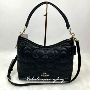 Coach Laurel Shoulder Bag Crossbody In Signature Leather/Gold/Black CZ178 NWT